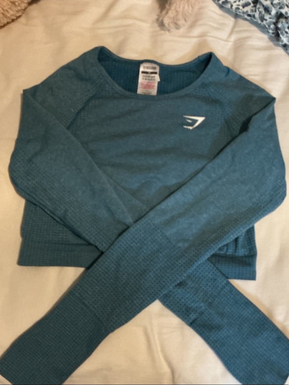 Gymshark Teal Seamless Cropped Crew Neck Sweater